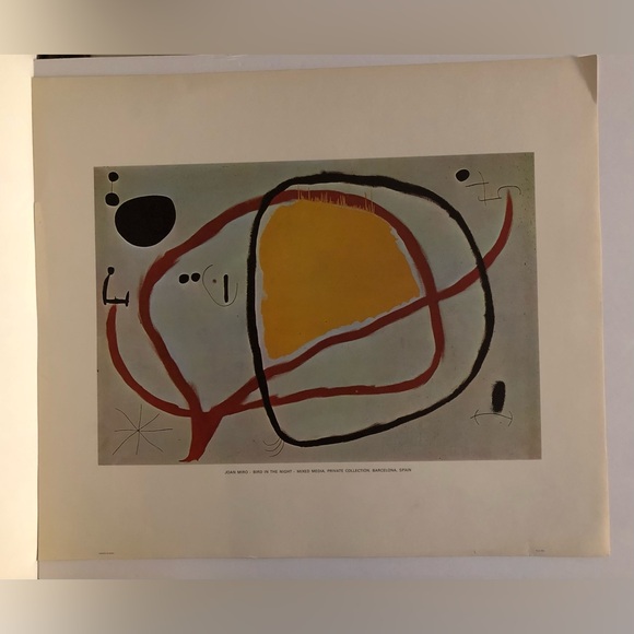 JOAN MIRO “BIRD IN THE NIGHT” lithograph print 18” x 21”